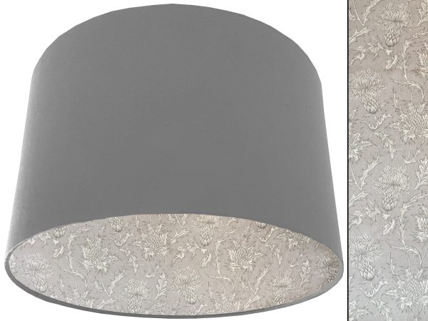 Grey Thistle Lampshade Light Grey, Scottish Country Home Light
