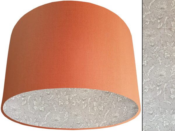 Grey Thistle Lampshade Orange, Scottish Country Home Light