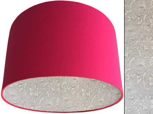Grey Thistle Lampshade Pink, Scottish Country Home Light