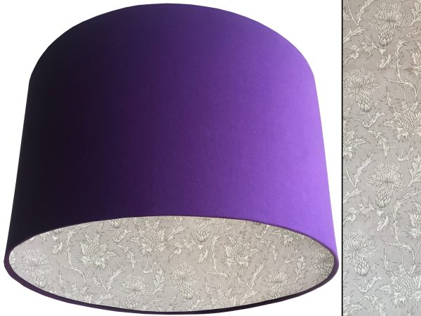 Grey Thistle Lampshade Purple, Scottish Country Home Light