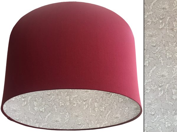 Grey Thistle Lampshade Red, Scottish Country Home Light