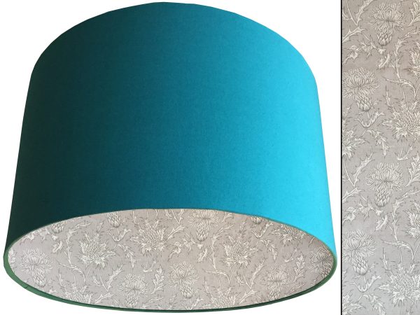 Grey Thistle Lampshade Teal, Scottish Country Home Light