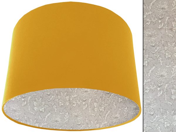 Grey Thistle Lampshade Yellow, Scottish Country Home Light