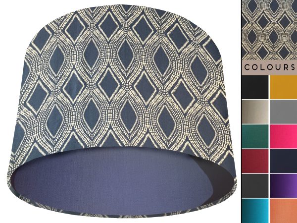 Boho Blue Light Shade Blue, Modern Geometric Lampshade