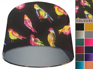 Bright Birds Light Shade Light Grey, Colourful Animal Lampshade