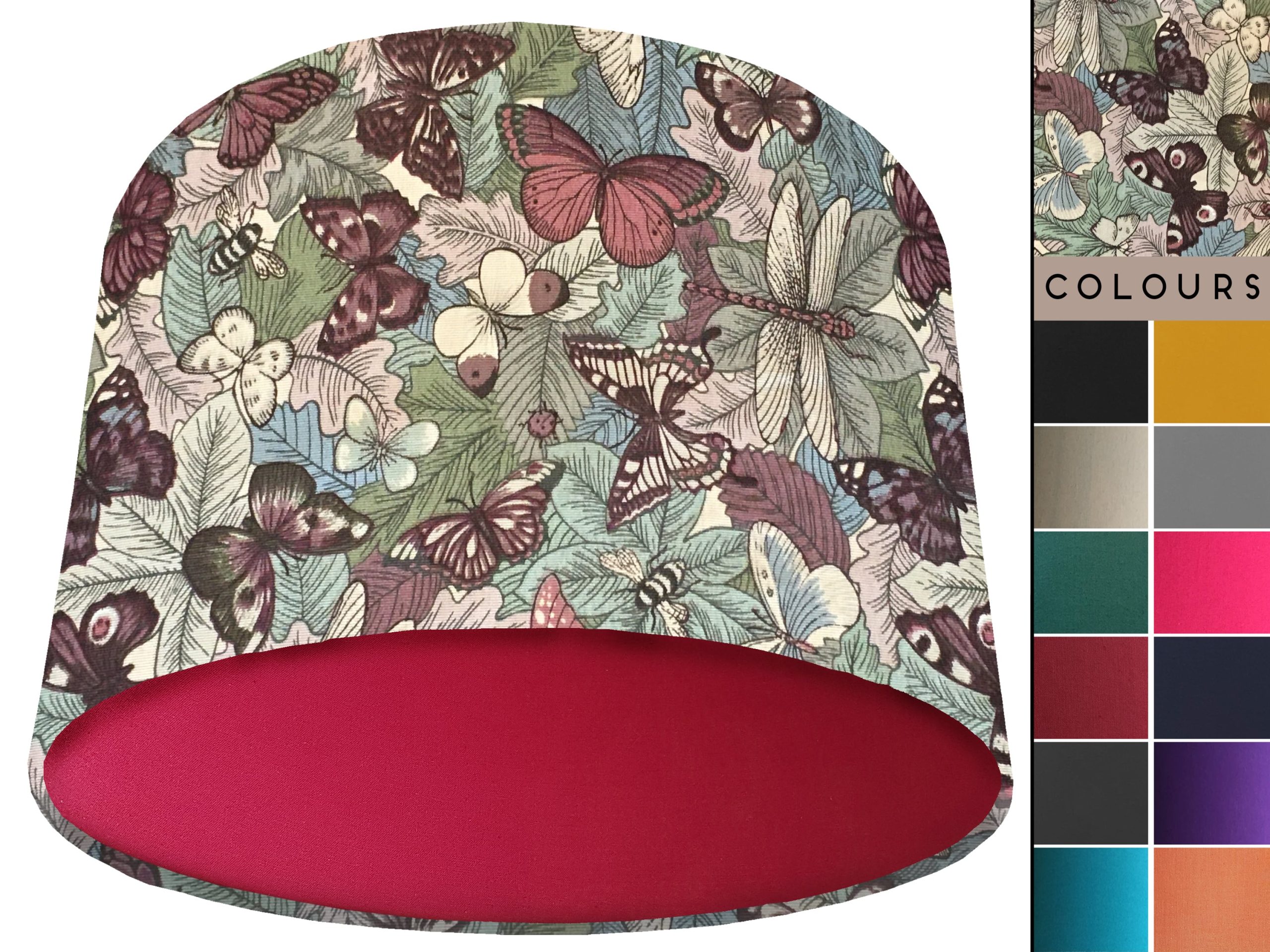Butterfly Light Shade Red, Classic Country Lampshade