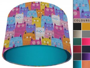 Cute Cats Light Shade Teal, Kid's Bedroom Lampshade