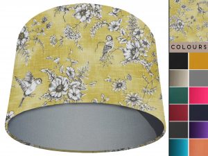 French Toile Yellow Light Shade Light Grey, Country Home Interior