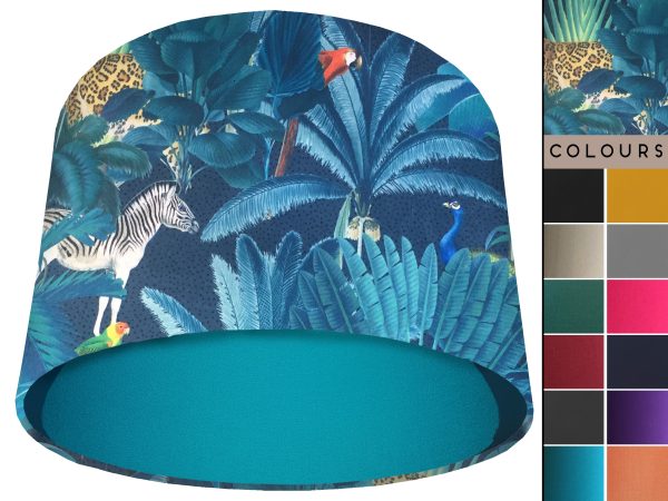 Jungle Dark Velvet Light Shade Teal, Modern Tropical Interior