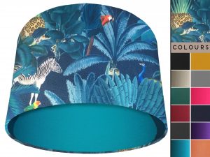Jungle Dark Velvet Light Shade Teal, Modern Tropical Interior