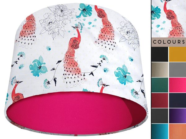 Pink Peacock Light Shade Pink, Modern Country Lampshade