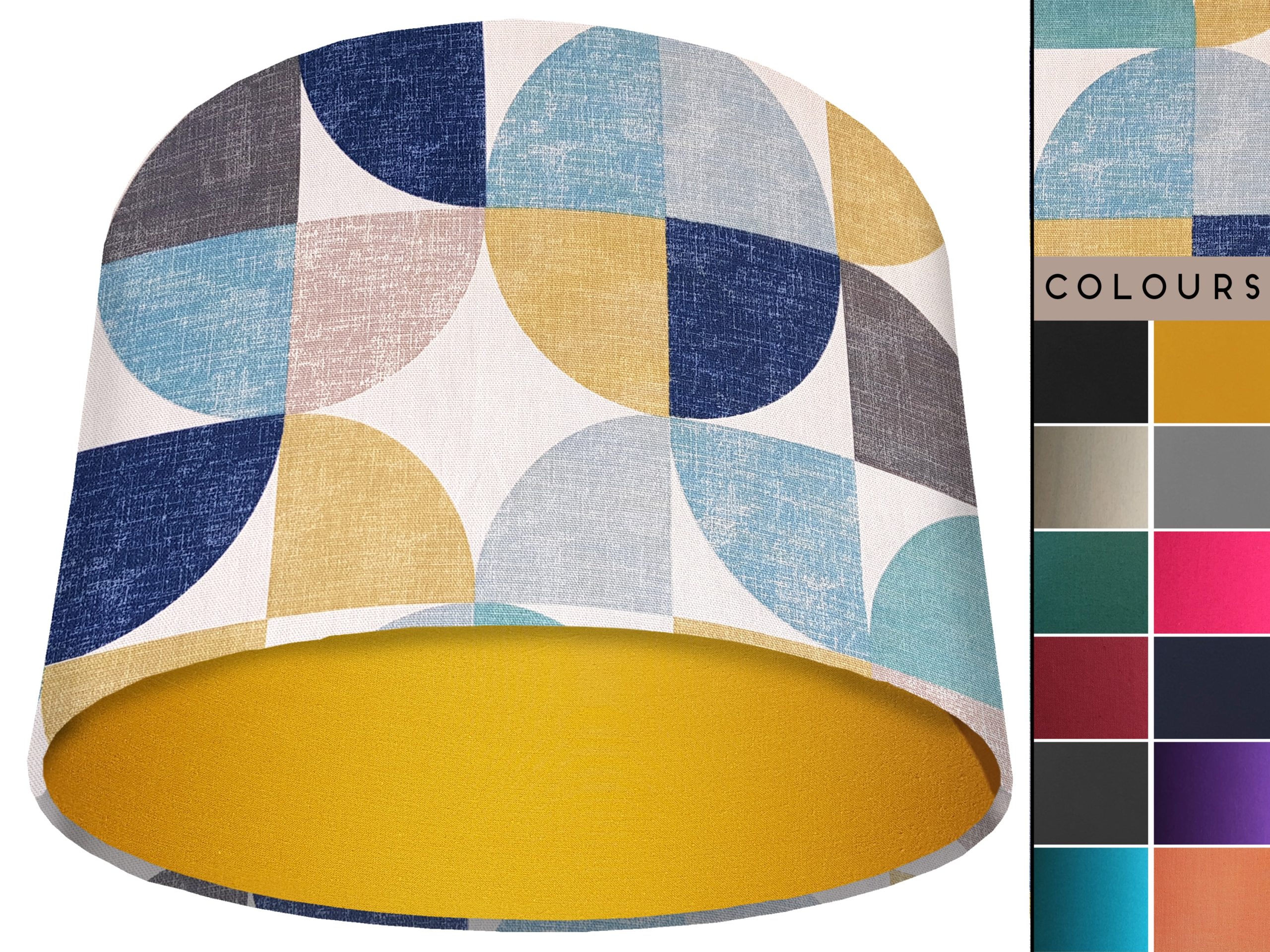 Spiral Capri Blue Light Shade Yellow, Geometric Lampshade