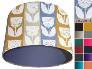 Scandi Flowers Striped Light Shade Blue