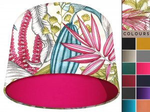 White Tropical Pink Light Shade Pink, Vibrant Lampshade
