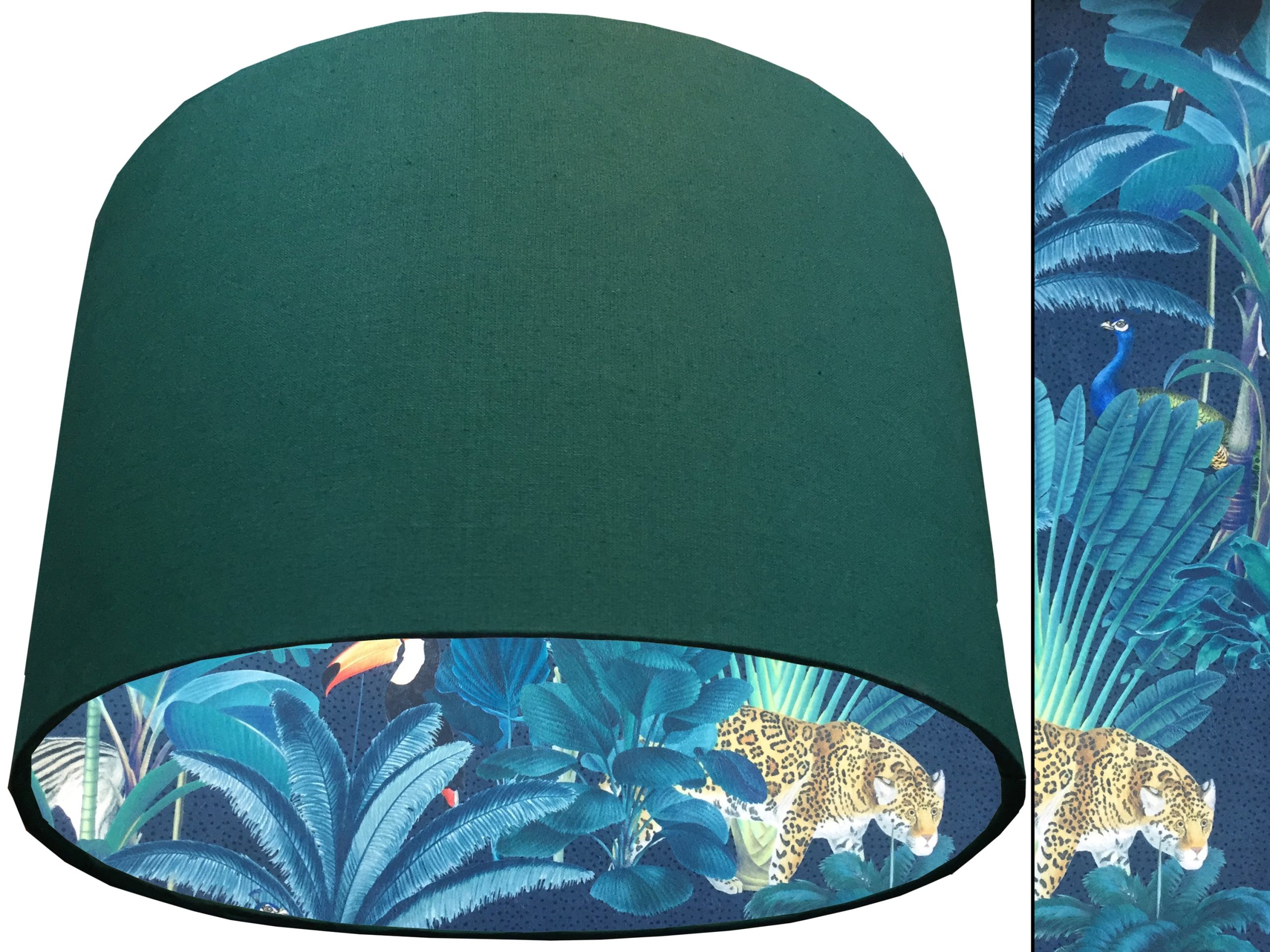 Dark Jungle Velvet Lampshade Green, Vibrant Tropical Light Shade