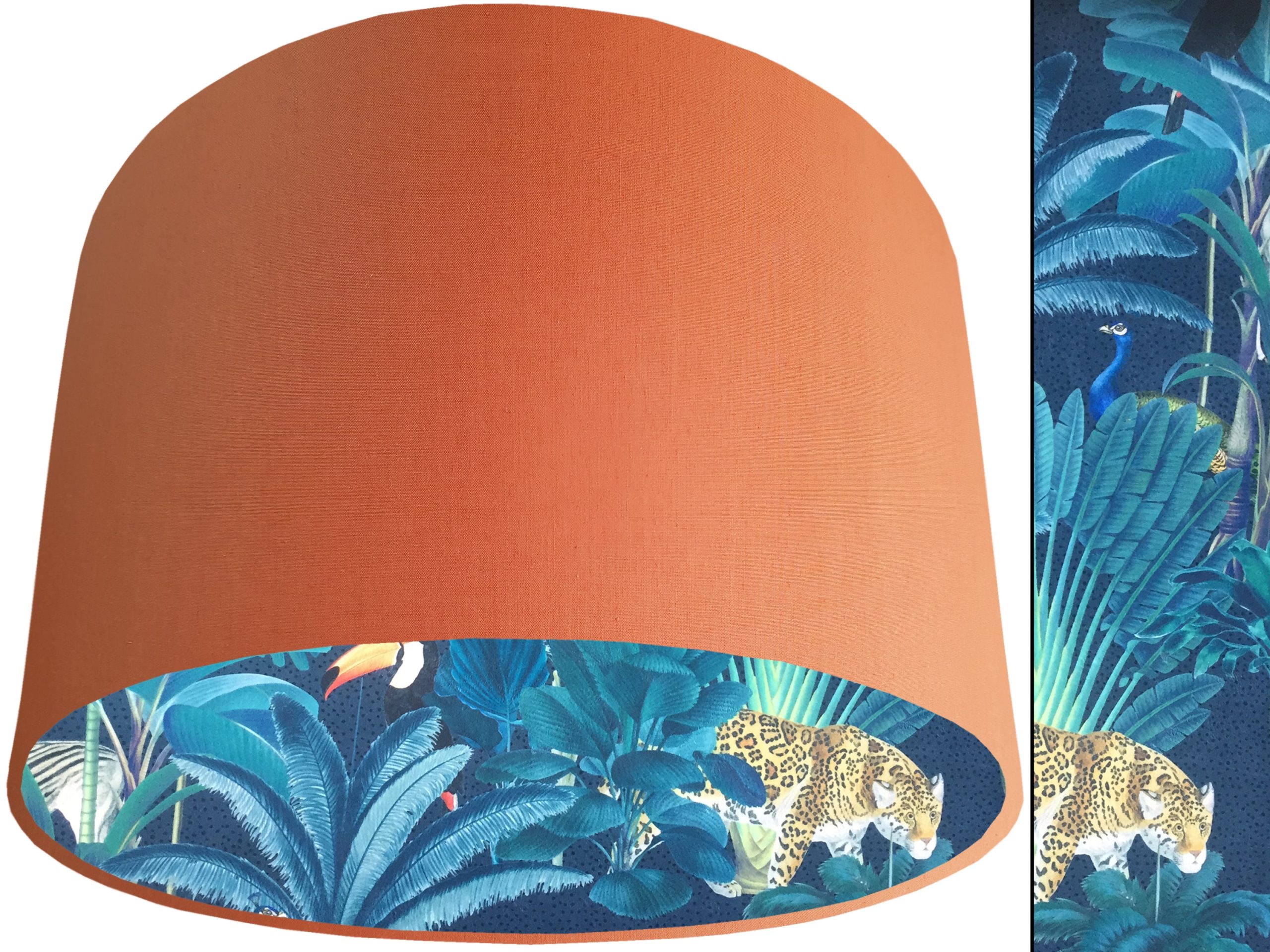 Dark Jungle Velvet Lampshade Orange, Vibrant Tropical Light Shade