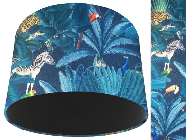 Jungle Dark Velvet Light Shade Black, Modern Tropical Interior