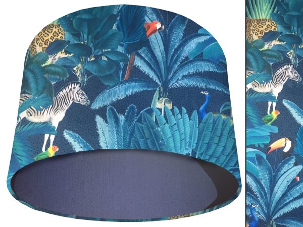 Jungle Dark Velvet Light Shade Blue, Modern Tropical Interior
