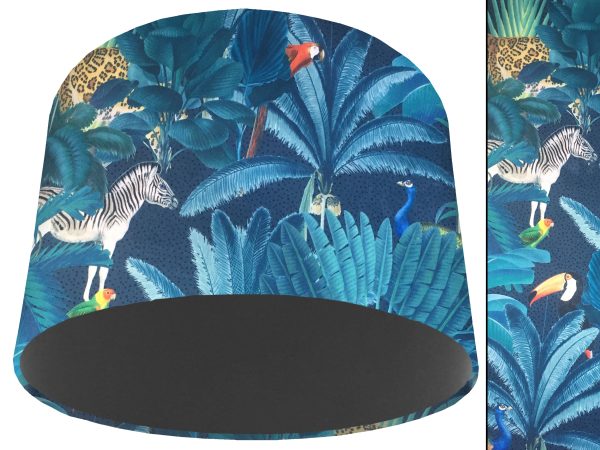 Jungle Dark Velvet Light Shade Dark Grey, Modern Tropical Interior