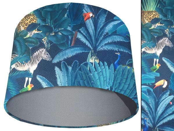 Jungle Dark Velvet Light Shade Light Grey, Modern Tropical Interior