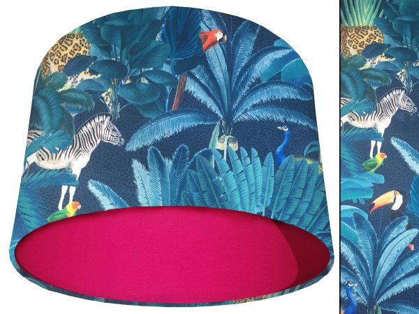 Jungle Dark Velvet Light Shade Pink, Modern Tropical Interior