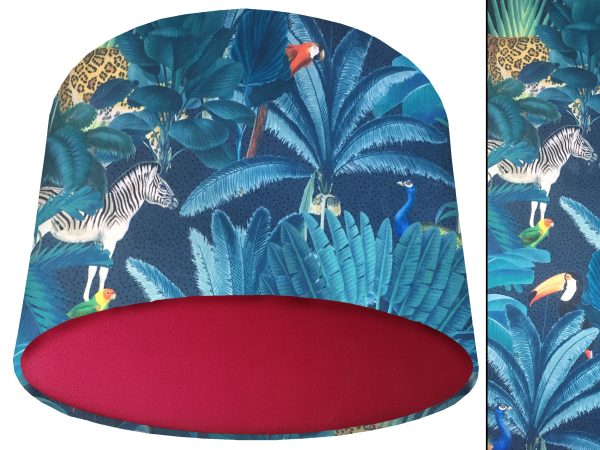 Jungle Dark Velvet Light Shade Red, Modern Tropical Interior