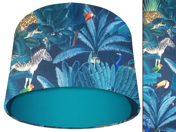 Jungle Dark Velvet Light Shade Teal, Modern Tropical Interior