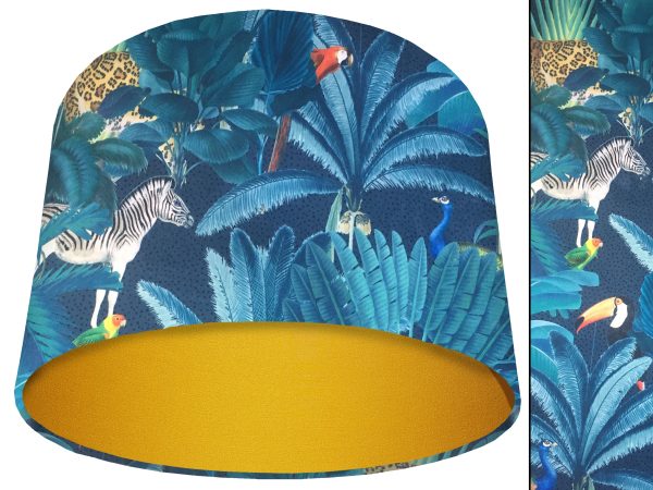 Jungle Dark Velvet Light Shade Yellow, Modern Tropical Interior
