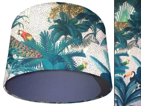 Jungle Light Velvet Light Shade Blue, Bold Tropical Interior Lighting