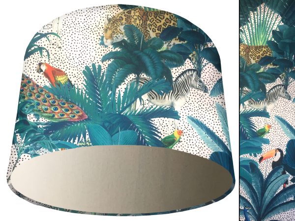Jungle Light Velvet Light Shade Cream, Bold Tropical Interior Lighting