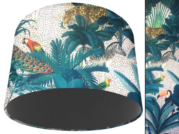 Jungle Light Velvet Light Shade Dark Grey, Bold Tropical Interior Lighting