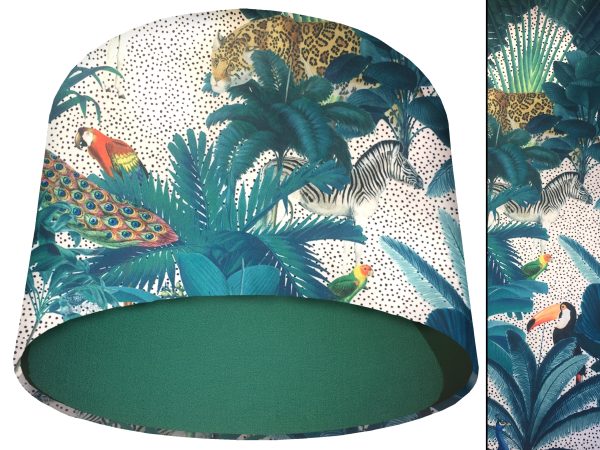 Jungle Light Velvet Light Shade Green, Bold Tropical Interior Lighting