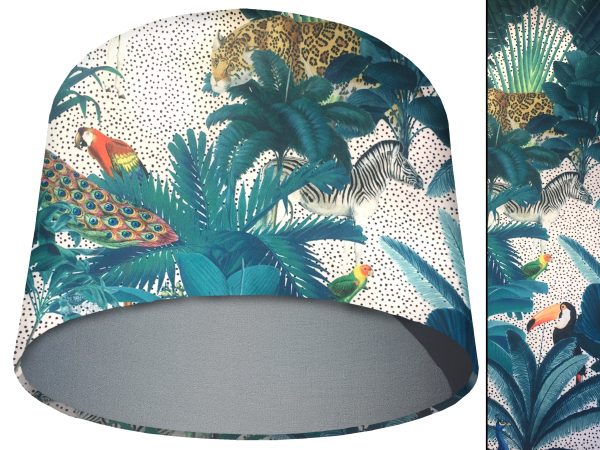 Jungle Light Velvet Light Shade Light Grey, Bold Tropical Interior Lighting