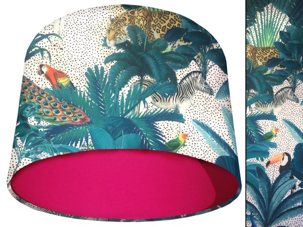 Jungle Light Velvet Light Shade Pink, Bold Tropical Interior Lighting