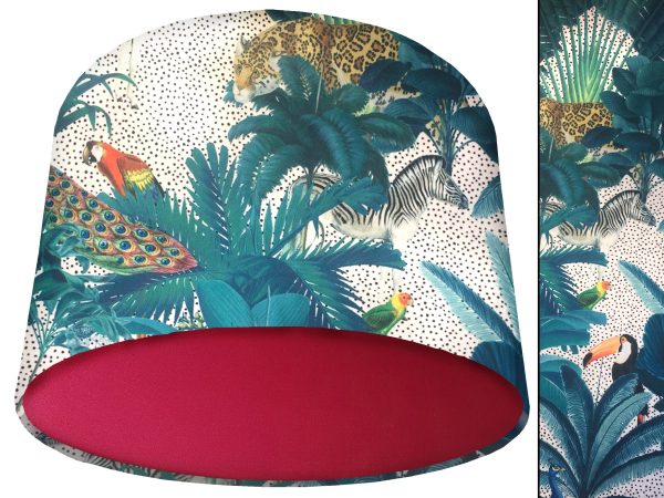 Jungle Light Velvet Light Shade Red, Bold Tropical Interior Lighting