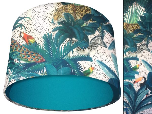 Jungle Light Velvet Light Shade Teal, Bold Tropical Interior Lighting