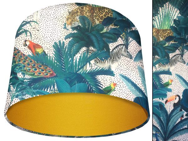 Jungle Light Velvet Light Shade Yellow, Bold Tropical Interior Lighting