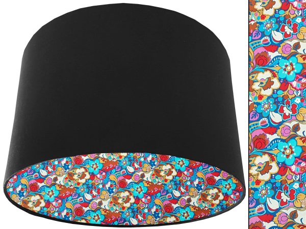 Floral Bloom Lampshade Black, Liberty Art Fabric Light Shade