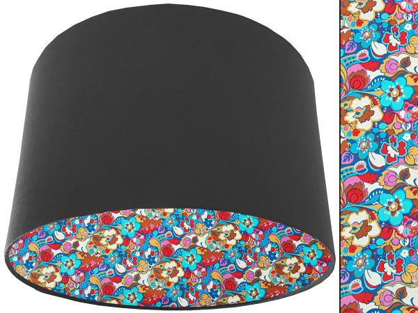 Floral Bloom Lampshade Dark Grey, Liberty Art Fabric Light Shade