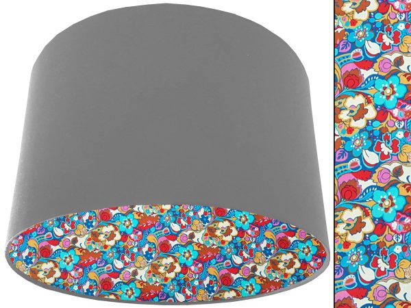 Floral Bloom Lampshade Light Grey, Liberty Art Fabric Light Shade