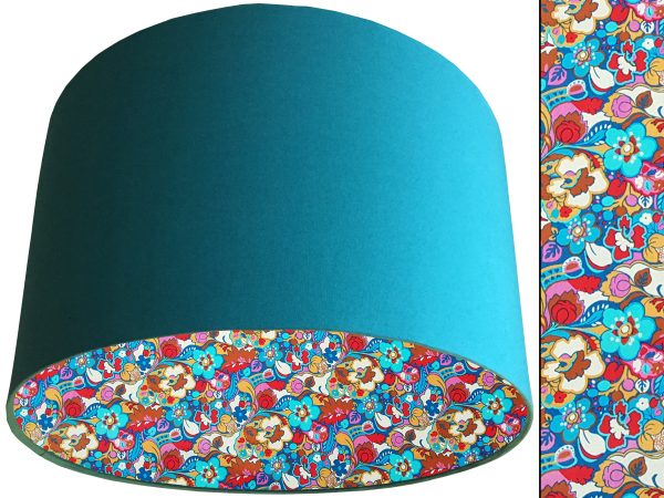 Floral Bloom Lampshade Teal, Liberty Art Fabric Light Shade