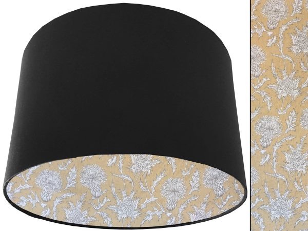 Mustard Thistle Lampshade Black, Traditional Country Design