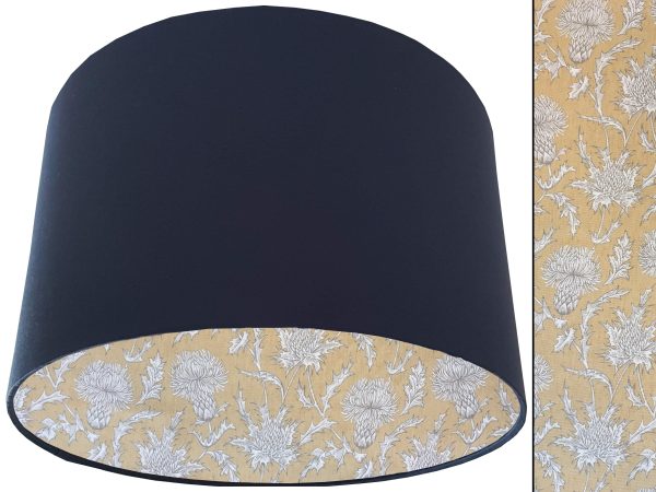 Mustard Thistle Lampshade Blue, Traditional Country Design