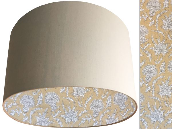 Mustard Thistle Lampshade Cream, Traditional Country Design