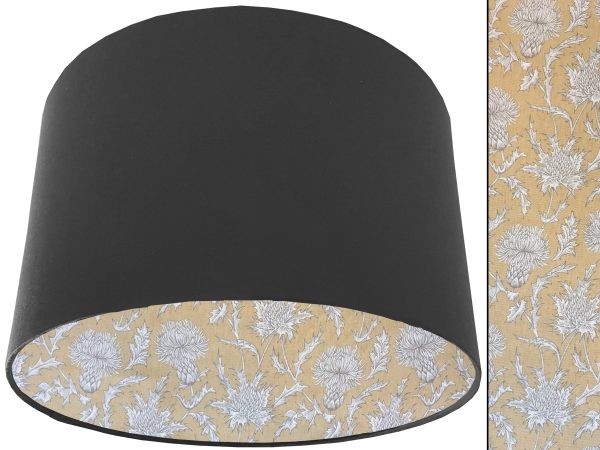 Mustard Thistle Lampshade Dark Grey, Traditional Country Design