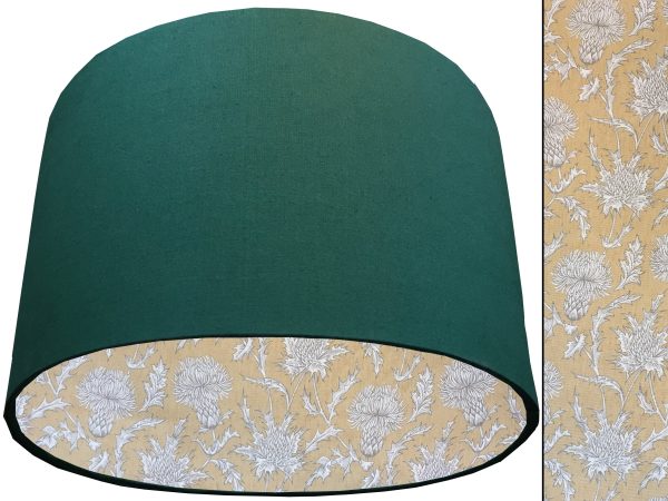 Mustard Thistle Lampshade Green, Traditional Country Design