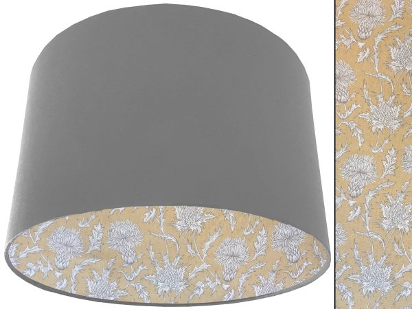 Mustard Thistle Lampshade Light Grey, Traditional Country Design