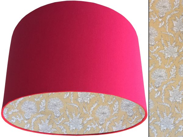 Mustard Thistle Lampshade Pink, Traditional Country Design