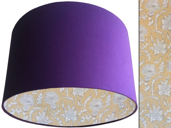 Mustard Thistle Lampshade Purple, Traditional Country Design