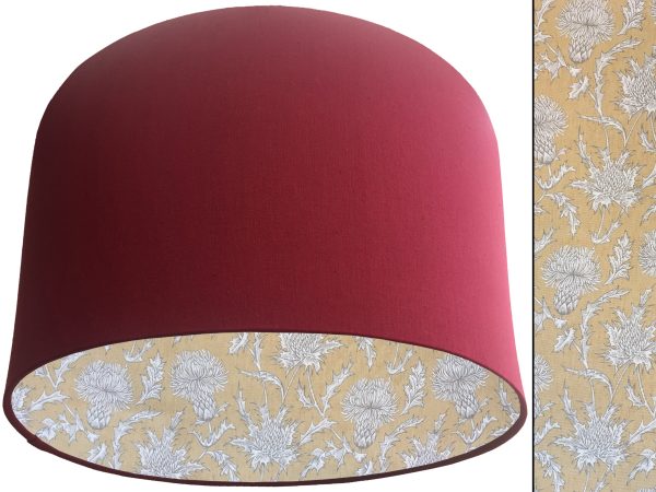Mustard Thistle Lampshade Red, Traditional Country Design